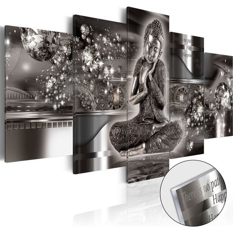 Quadri su vetro acrilico - Silver Serenity [Glass] - 100x50 (1/4)