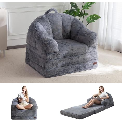 Canapé-Lit Pliant, Tissu Confortable en Fausse Fourrure, Canapé Convertible avec Poignée, Fauteuil Poire Simple pour Adultes, Fauteuil-Lit pour Salon et Chambre (1/5)