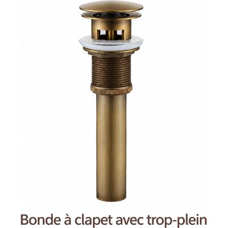 Bonde lavabo pop-up cuivre finition laiton antique grand clapet pop-up avec trop-plein modèle 031 20 × 6 × 6 cm 400 g – Livraison gratuite (1/4)
