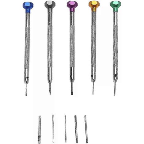 Jeu de tournevis portables, 5 pièces, acier 0,8-1,6 mm, pour la réparation de montres (1/5)