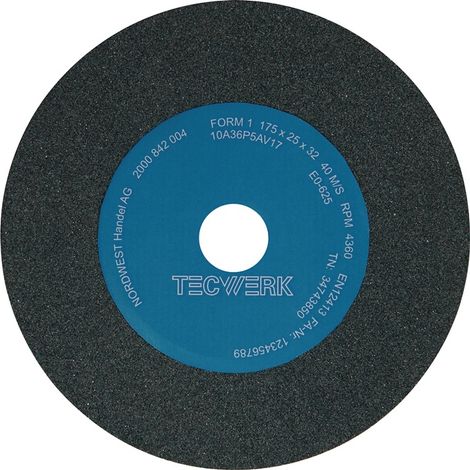 TECWERK Schleifbockscheibe Ø175xB25x32mm 36 Form A NK,, TECWERK
