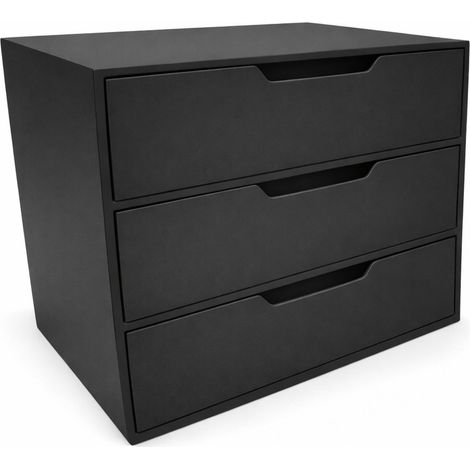 Organizador de escritorio negro de 3 cajones para oficina o taller.