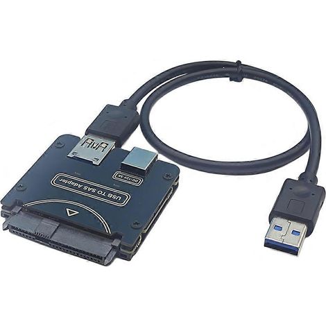 SAS-zu-USB-3.0-Konverter, 29-poliger SAS-Anschluss SFF-8482 mit Netzteil und SAS-Festplattenanschluss (US-Stecker) (1/5)