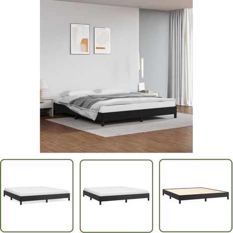 The Living Store Cadre de lit sans matelas noir 160x200 cm similicuir - Cadre De Lit - Lit Double - Similicuir - Lit Noir - Meuble Chambre (1/5)