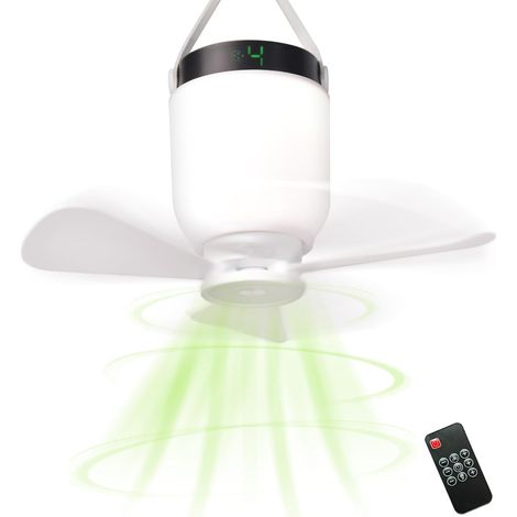 Ventilateur de camping avec lumière - Ventilateur de tente portable rechargeable avec batterie de 8000 mAh (1/5)