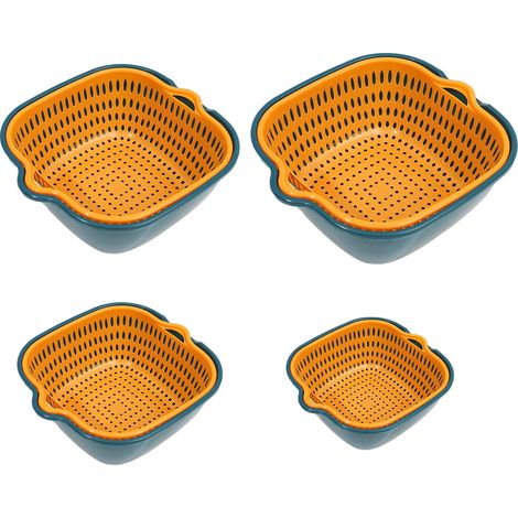 1 lot de paniers d'égouttage en plastique - paniers d'égouttage carrés (lot de huit) [très grand + grand + moyen + petit] (1/5)