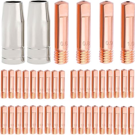 Embouts de contact de soudage MIG 0,6/0,8/0,9/1,0 mm MB15 15AK Kits de torches Accessoires de buses pour consommables de torche de soudage 15AK MB15 MAG MIG, 42 pièces (1/5)