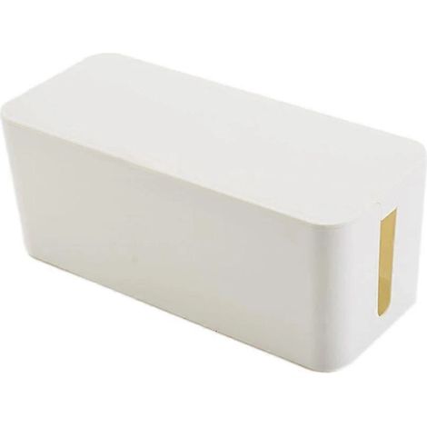 Boîte de rangement pour câbles d'alimentation, organisateur de câbles en plastique pour bureau - dissimule les câbles et les prises, petit modèle blanc (1/5)