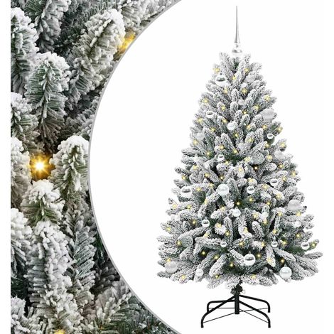 vidaXL Artificial Christmas Tree Green and White 150 cm PVC and Metal