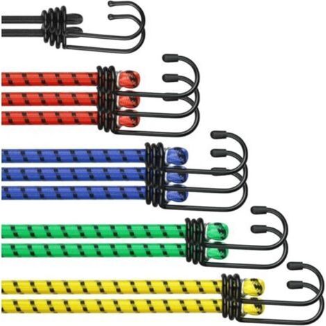 Cordes élastiques Tendeur Robuste, 12pcs 5 Dimensions 4 Couleurs Tendeurs élastiques avec Crochets, Bungee Cords pour La Protection des Meubles, Camping Extérieur, Jardin, Charge Portante: 35 kg (1/5)