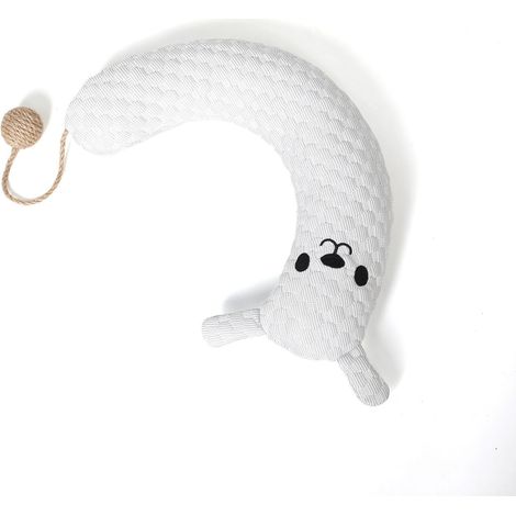 Oreiller en U pour Chat en Soie Glacée, Coussin Rafraîchissant et Respirant avec Jouet Balle Intégré, Gris Brumeux-lsw (1/2)