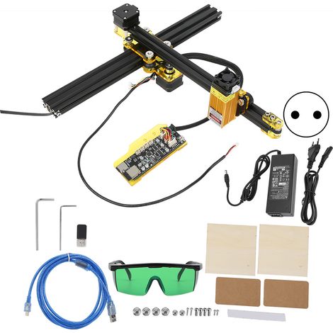 Graveur Laser Mini Machine de Gravure Découpe Bois Outils Bricolage VG-L7X 100-240V Prise EU 1400mW (1/5)