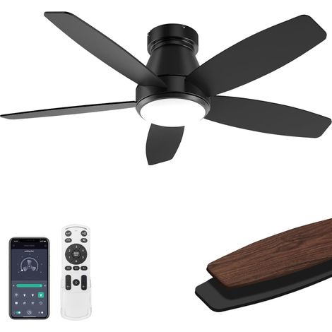 Ventilateur Plafond avec Lumiere,107cm Ventilateur Plafond Silencieux avec Telecommande,6 Vitesses,Dimmable, Mémoire Fonction, Montage Encastré,noir (1/5)