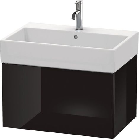 Mueble bajo lavabo L-CUBE 394x684x459mm negro alto brillo (1/5)