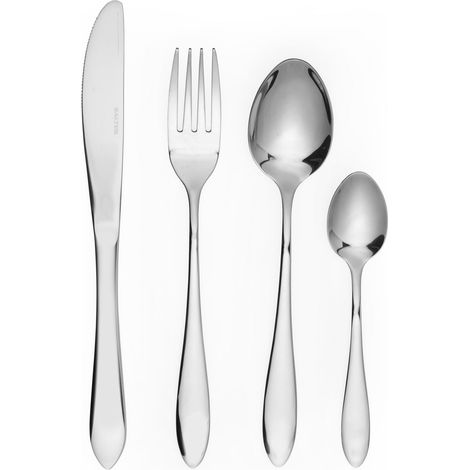 Ménagère 16 pièces ensemble de couverts, acier inoxydable 18/10, Service pour 4, passe au lave-vaisselle, comprend couteaux, fourchettes et cuillères (1/5)