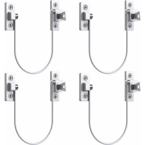 4 Stück Fensterbegrenzer, Türfenster, Türbegrenzer, Fensterschloss, UPVC-Limit-Lock, Sicherheitsschloss, Kabel-Limit-Lock mit Schlüssel und Schrauben – INHHUB