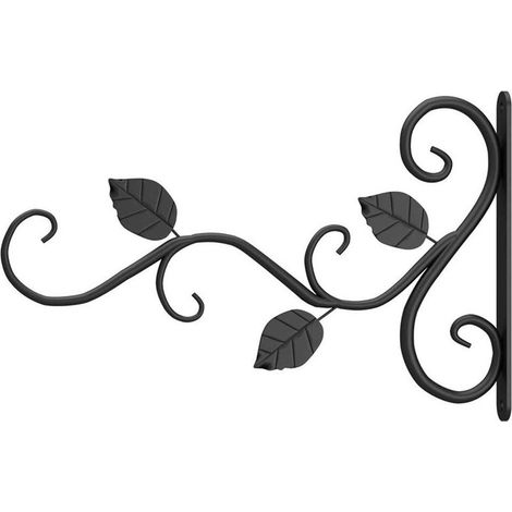 Décorations murales support pour pots de fleurs et paniers suspendus, métal fer motif feuilles, intérieur extérieur, résistant aux intempéries, installation facile, 30×19 cm
