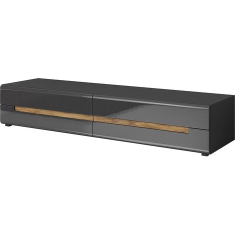 Mobile Porta TV LUCIA con 2 cassetti - Grigio lucido - 180 x 34 x 50 cm