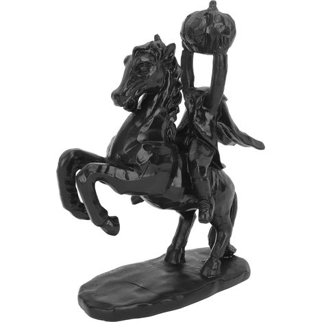 Statue du Cavalier Sans Tête avec Citrouille - 22cm - Sculpture d'Halloween en Résine Noire Faite à la Main (1/5)