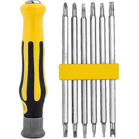 Ensemble de 6 embouts de tournevis magnétiques de sécurité inviolables (embouts hexagonaux et Torx) pour tournevis plat – Outil à main. (1/4)