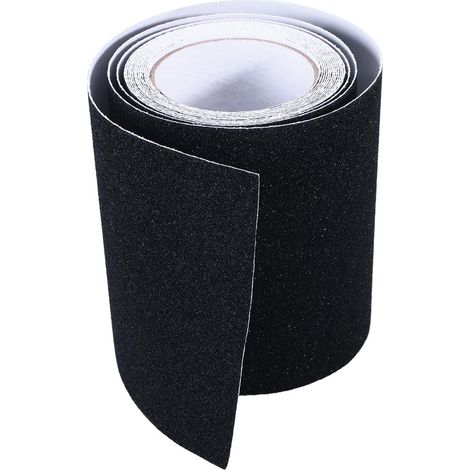 Ruban adhésif antidérapant pour escalier, bandes de sécurité 15 cm x 5 m, noir, résistant, auto-collant, usage intérieur et extérieur, lot de 1 rouleau (1/4)