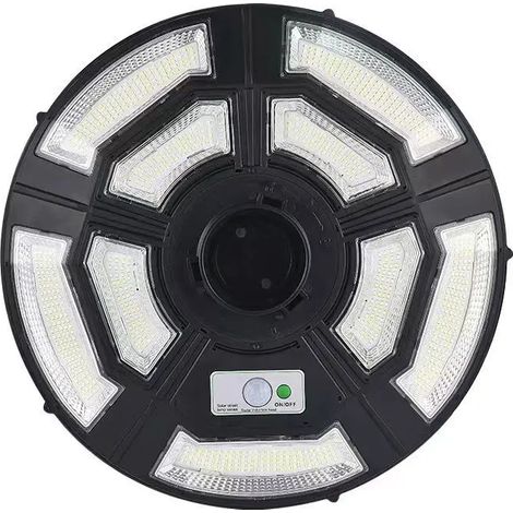 (Lampe solaire de jardin - 9 coupelles) Lampadaire solaire rond intégré pour l'extérieur, système d'éclairage à induction pour jardin et villas. (1/5)