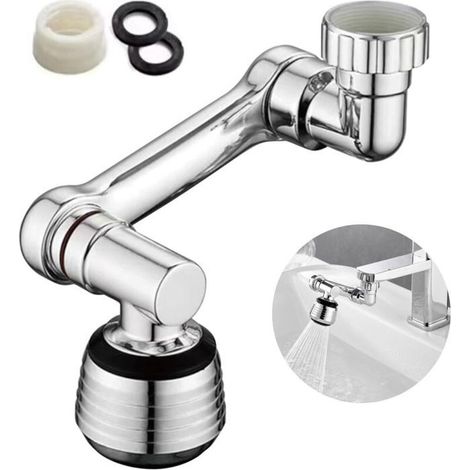 Aérateur de robinet rotatif 1080°, rallonge anti-éclaboussures durable, pour lavabo salle de bain et cuisine (1/4)