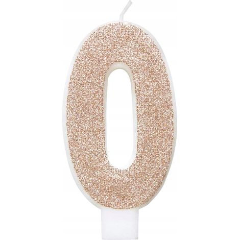 Candela di compleanno, oro rosa, numero 0