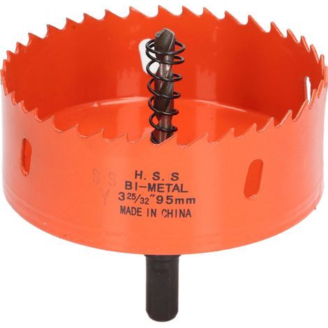 Scie cloche bimétallique HSS avec arbre robuste pour planches de Cornhole, bois, PVC, métal, pièces de perceuse électrique, 3 25/32 po (95 mm) (1/4)