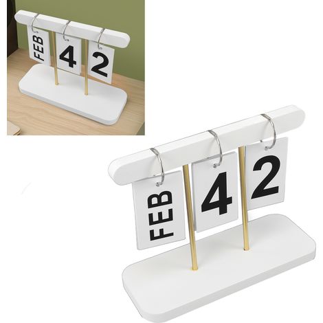 Calendrier Flip Perpétuel en Bois Vintage: Calendrier de Bureau Décoratif Affiche Grand à Pivotement Intégré (1/5)