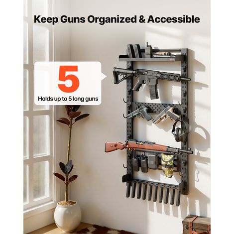 Support Mural pour Armes en Acier, Porte Fusils Capacité 5 Fusils, pour Rangement Carabines Pistolets Maison Bureau Magasin, Râteli… (1/5)