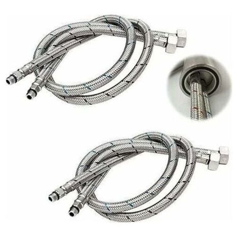 Tuyau de raccordement G 3/8 DN6 60 cm de long pour robinets, tuyau d'eau flexible fileté à compression 2 pièce (1 paire)