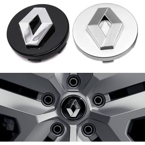 Lot de 4 enjoliveurs Renault / emblème de roue - Voiture 60 mm - Noir