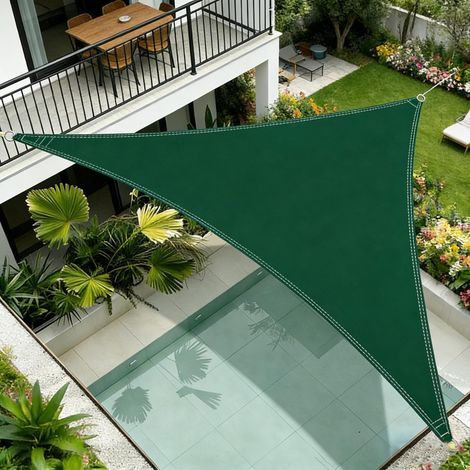 Auvent triangulaire, 1,6 x 1,6 x 1,6 m. Voile d'ombrage triangulaire, pare-soleil triangulaire, toile respirante, pour jardin, terrasse, extérieur, camping. (1/5)
