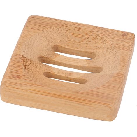 Porte-savon en bambou, boîte à savon en bois, plateau drainant anti-moisissure, carré (1/4)