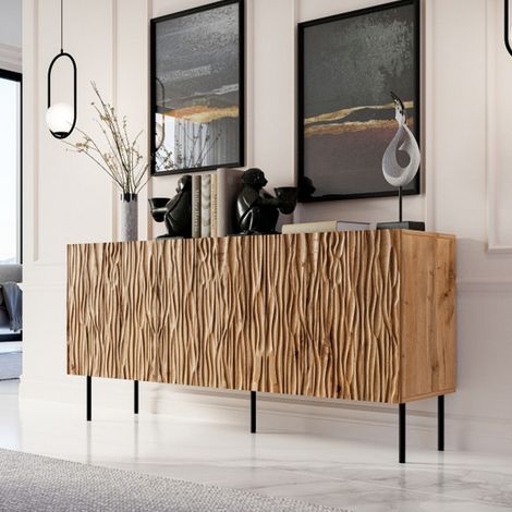 Buffet bas décor chêne wotan 152 cm Mokt (1/5)