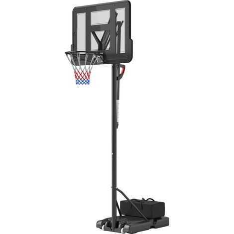 Support de panier, hauteur réglable 235-305 cm, base lestée avec roulettes, noir (1/5)