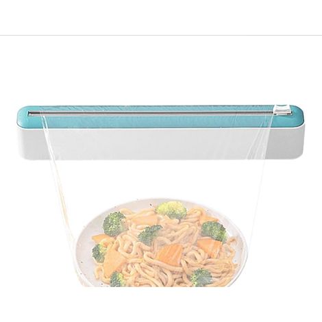 Dispensador de film transparente con cortador integrado, dispensador de papel de aluminio recargable: caja de corte manual para film adhesivo y papel de aluminio en la cocina. Almacenamiento (1/5)