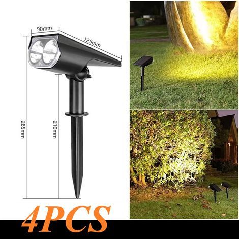 Set di 4 faretti a incasso a energia solare, ideali per l'illuminazione esterna di giardini, terrazze e prati, con LED a luce calda e grado di protezione IP65.