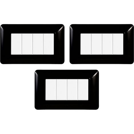 gloca Set Placche Plastica Compatibili Matix (3 Pezzi Nero, 4 Posti) (1/4)