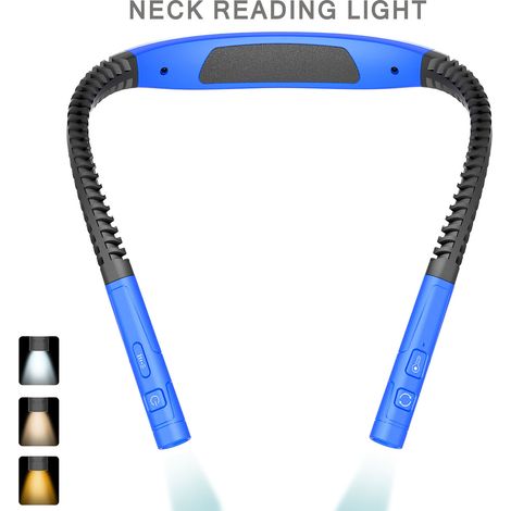Lampe de cou LED bleu‑gris mains‑libres, 3 températures de couleur, gradation sans palier, minuterie 30‑60 min, IP44, lampe de lecture rechargeable USB‑C (1/4)