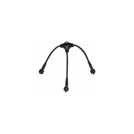 Connecteur double sortie noir pour guirlandes extérieures IP44 – Entrée + 2 sorties, installation facile sans perte de puissance