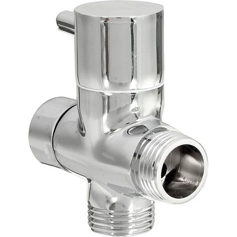 Vanne de douche à trois voies tout en cuivre à quatre points - capuchon rond, vanne de conversion argentée pour robinet de doucheConvient pour la salle de bain (1/5)