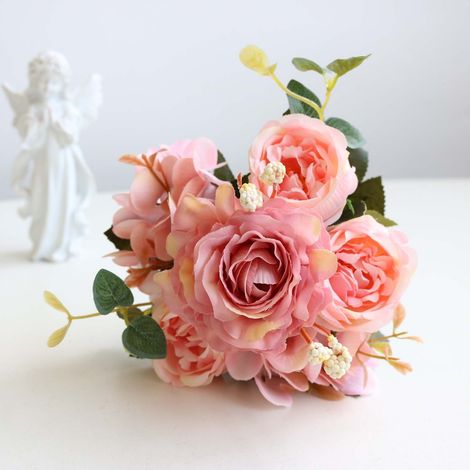 Bouquet De Pivoines Artificielles - Fleur En Soie 30 Cm - Décoration Intérieure Pour Mariage Fête Maison Bureau Jardin - 1 Pièce (1/5)