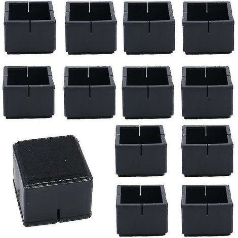 12Pcs Protege Pied de Chaise Carré 42-48mm Protège Jambes Table et Chaise PVC Capuchons Carrés avec Feutre Protege Pied de Chaise Carre Noir pour Jambes de Chaise Jambes de Table Jambes de Sofa