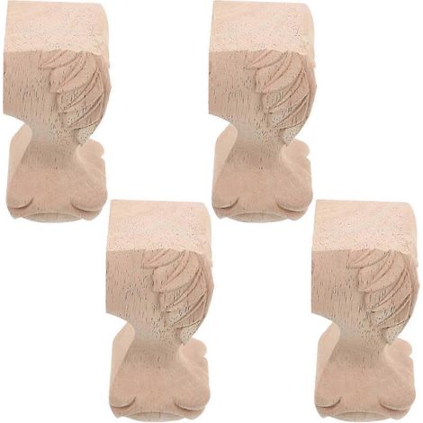 Pieds de meubles en bois massif, pieds de canapé en bois massif avec patins antidérapants, design médiéval-moderne, montage facile, lot de 4 (1/5)