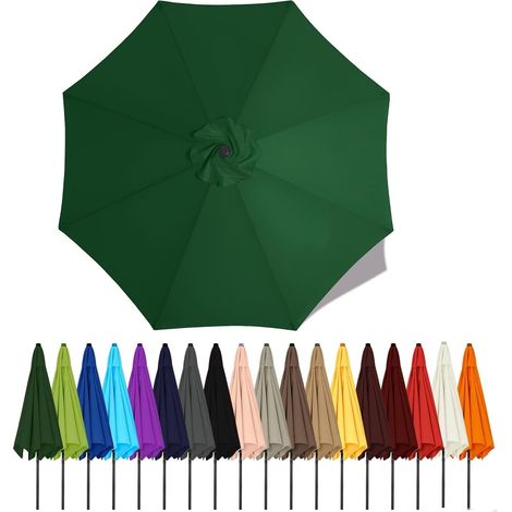 Auvent De Remplacement Pour Parasol De Terrasse, Toile De Parasol Pour Cour Jardin Plage, Protection UV Housse De Rechange(Dark green,2.5m - 8Ribs)