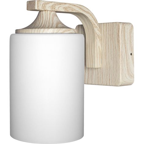 OSRAM Applique ENDURA Classic, décor bois, E27, IP43, boîtier en aluminium, diffuseur en verre, adaptée aux espaces extérieurs, sans ampoule.
