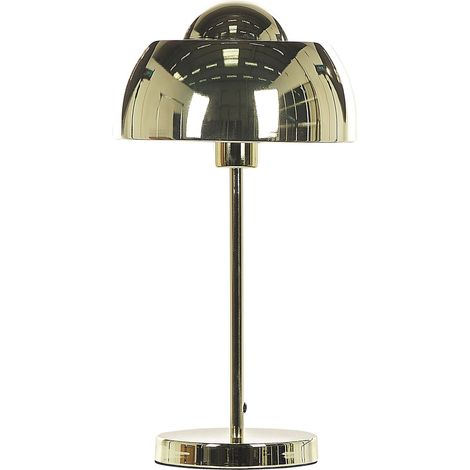 Lampada da tavolo rotonda in metallo dorato in stile industriale con paralume a cupola Senette