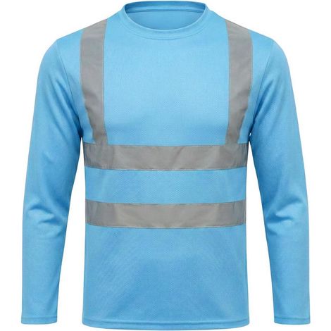 T-shirt de travail haute visibilité respirant manches longues bleu taille S (1/5)